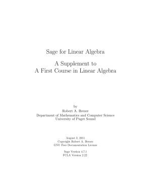 دانلود کتاب Sage for Linear Algebra. A Supplement to A First Course in Linear Algebra