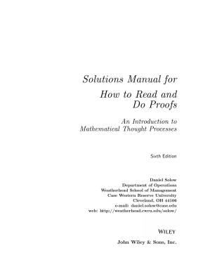 دانلود کتاب Instructor Solution Manual How to Read and do Proof