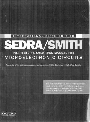 دانلود کتاب Instructor’s Solution Manual for Microelectronic Circuits, International 6th Edition