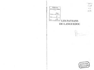 دانلود کتاب Les paysans de Languedoc, Tome I