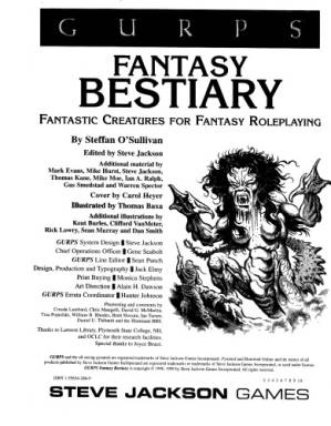 دانلود کتاب GURPS 3rd edition. Fantasy Bestiary