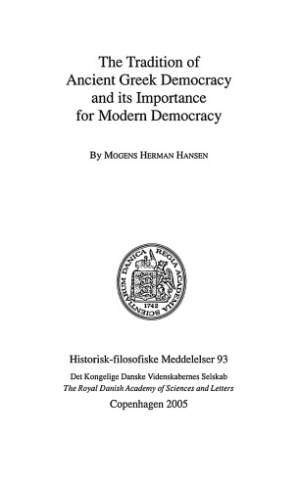 دانلود کتاب The Tradition of Ancient Greek Democracy and Its Importance for Modern Democracy