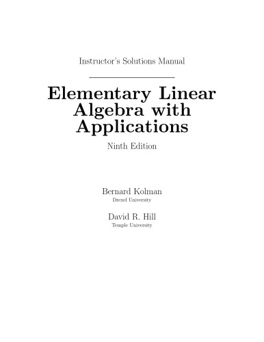 دانلود کتاب Solution manual for Elementary Linear Algebra with Applications (9th Edition
