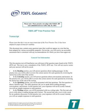 دانلود کتاب TOEFL iBT® Free Practice Test