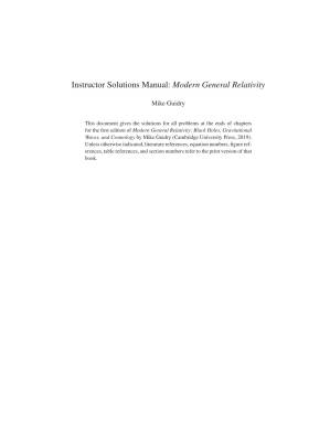 دانلود کتاب Instructor Solutions Manual: Modern General Relativity