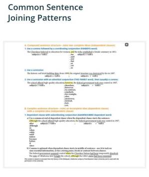 دانلود کتاب Building Writing Skills the Hands-on Way – Online Resource Pages: Common Sentence Joining Patterns