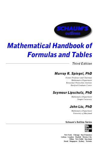 دانلود کتاب Mathematical handbook of formulas and tables