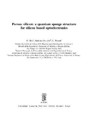 دانلود کتاب Porous silicon: a quantum sponge structure for silicon based optoelectronics