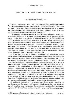 دانلود کتاب An Ethics for Corporate Governance