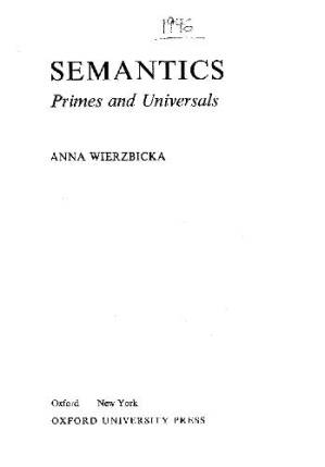 دانلود کتاب Semantics. Primes and Universals