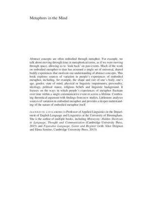دانلود کتاب Metaphors in the Mind: Sources of Variation in Embodied Metaphor