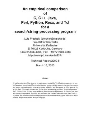 دانلود کتاب An empirical comparison of C,C++,Java,Perl,Python,Rexx,and Tcl for a search-string processing program