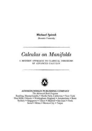 دانلود کتاب Calculus On Manifolds: A Modern Approach to Classical Theorems of Advanced Calculus