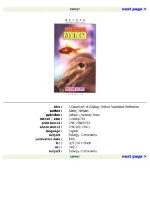 دانلود کتاب A dictionary of zoology