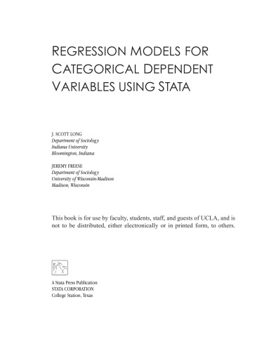 دانلود کتاب Regression Models for Categorical Dependent Variables Using Stata