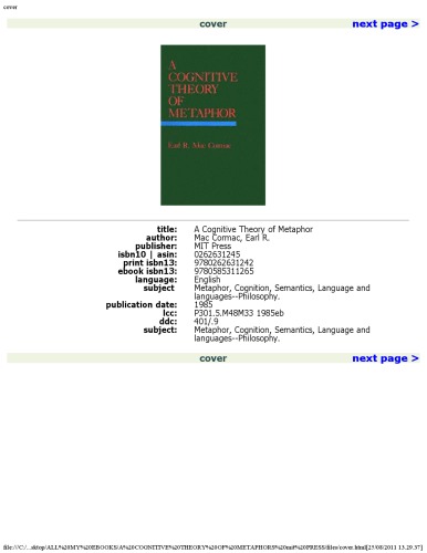 دانلود کتاب A Cognitive Theory of Metaphor