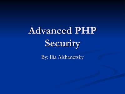 دانلود کتاب Advanced PHP Security