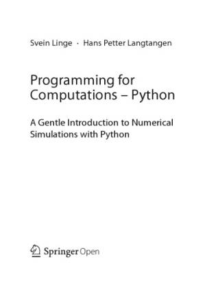 دانلود کتاب Programming for Computations – Python. A Gentle Introduction to Numerical Simulations with Python