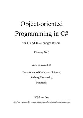 دانلود کتاب Object-oriented Programming in C# for C and Java programmers