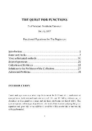 دانلود کتاب The Quest for Functions: Functional Equations Beginners