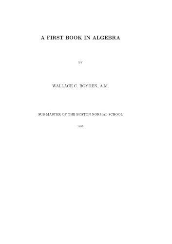 دانلود کتاب A First Book in Algebra