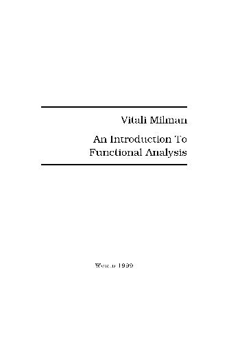 دانلود کتاب An Introduction To Functional Analysis