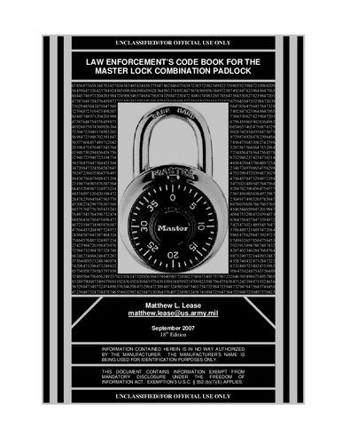دانلود کتاب Law Enforcement Code Book for the Master Lock Combination Padlock