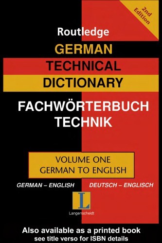 دانلود کتاب German Technical Dictionary: German-English/Deutsch-Englisch