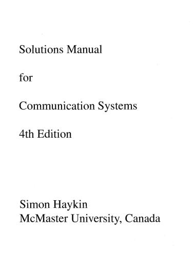 دانلود کتاب Solutions Manual for Communication Systems