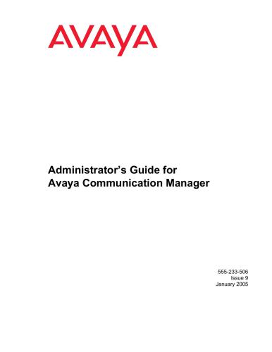 دانلود کتاب Administrator Guide for Avaya Communication Manager. 555-223-506