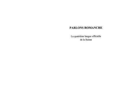 دانلود کتاب Parlons romanche : La quatrieme langue officielle de Suisse