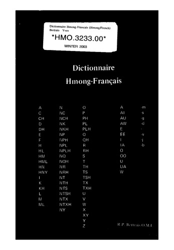 دانلود کتاب Dictionnaire Hmong-Francais.