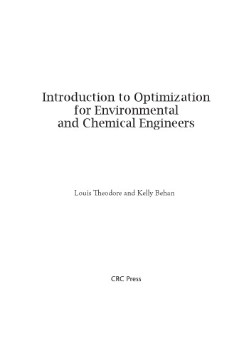 دانلود کتاب Introduction to Optimization for Environmental and Chemical Engineers