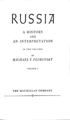 دانلود کتاب Russia – A History and Interpretation Volume 1