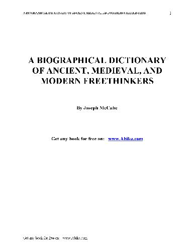 دانلود کتاب A Biographical Dictionary of Ancient, Medieval, and Modern Freethinkers