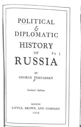 دانلود کتاب Political and a Diplomatic History of Russia