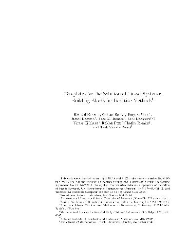 دانلود کتاب Templates for the solution of linear systems.Building blocks iterative methods