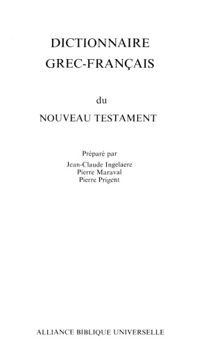 دانلود کتاب Dictionnaire grec-français du Nouveau Testament