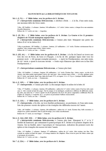 دانلود کتاب Manuscrits de la Bibliothèque Toulouse