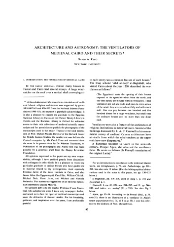 دانلود کتاب Architecture And Astronomy, The Ventilators Of Medieval Cairo Their Secrets