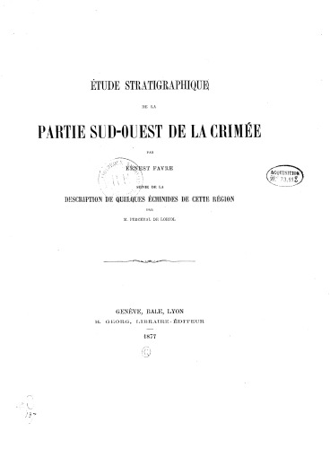 دانلود کتاب Etude stratigraphique de la partie sud-ouest Crimée