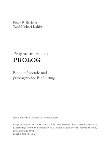 دانلود کتاب Programmieren in PROLOG. Eine umfassende und praxisgerechte Einfuehrung