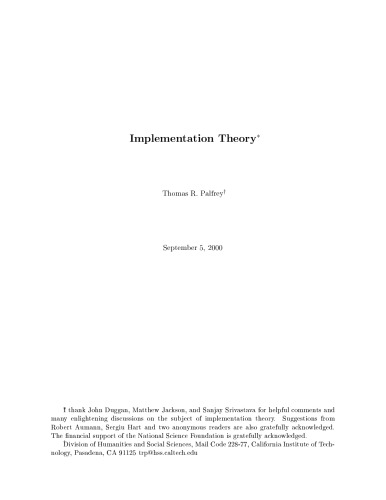 دانلود کتاب Implementation theory