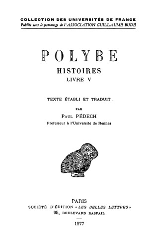 دانلود کتاب Polybe: Histoires, Tome V: Livre V