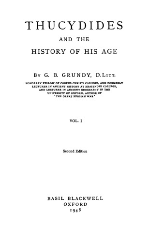 دانلود کتاب Thucydides and the history of his age, Vol. I