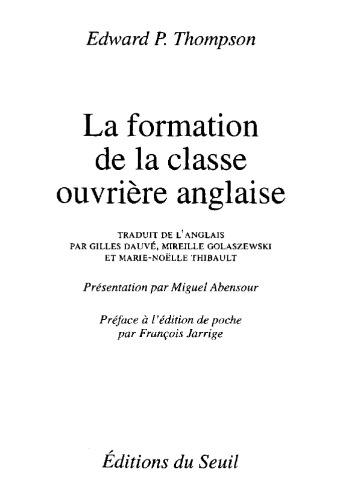 دانلود کتاب La formation de classe ouvrière anglaise