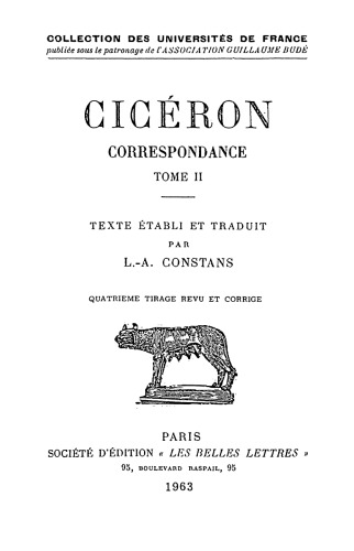 دانلود کتاب Ciceron: Correspondance, Tome II: Lettres LVI-CXXI