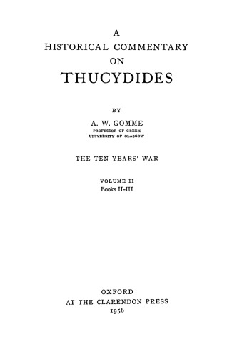 دانلود کتاب A Historical Commentary on Thucydides, Vol. II Books II-III