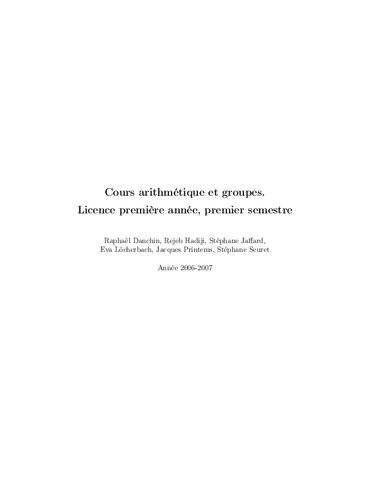 دانلود کتاب Cours arithmétique et groupes. Licence première année, premier semestre