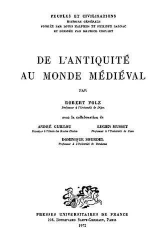 دانلود کتاب De l’Antiquité au monde médiéval